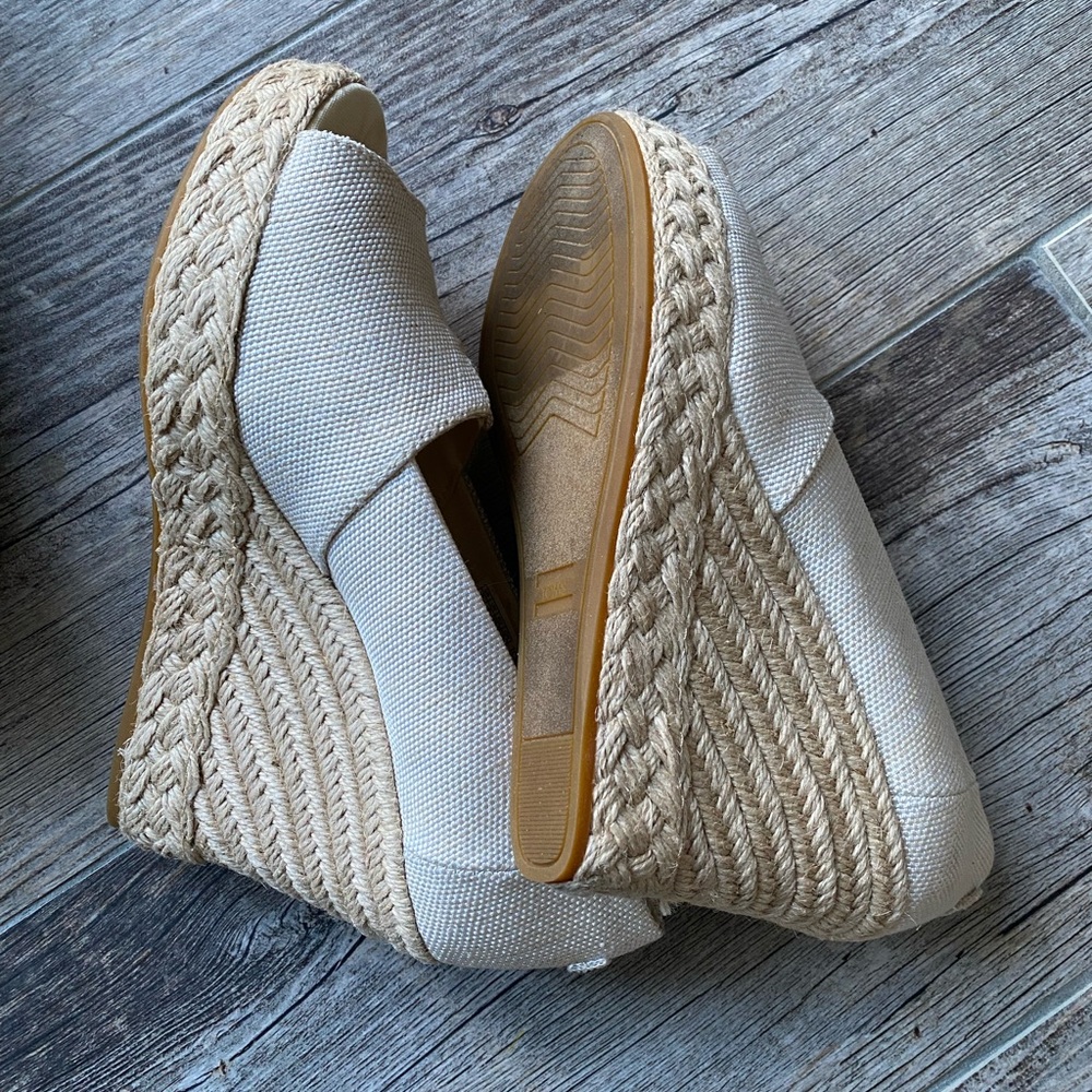 Toms cream linen Wedge Espadrilles - Picture 3 of 8